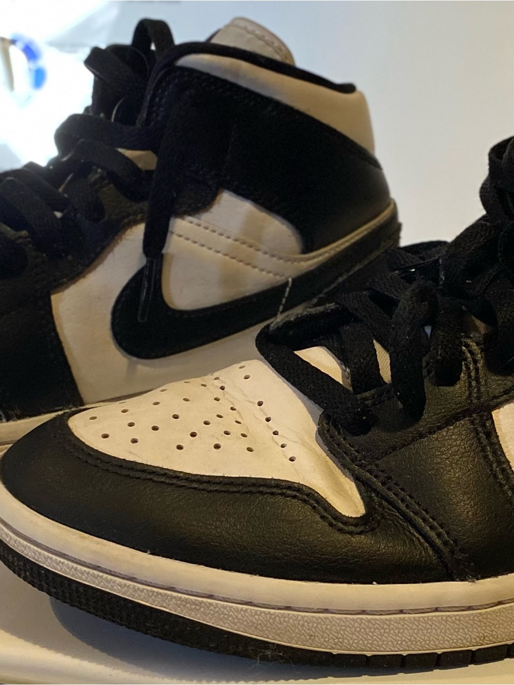 Nike Air Jordan 1 Mid White and Black Womans Sneakers Size 8